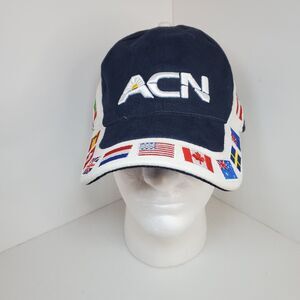 Vintage International Flag Baseball Cap Hat Rare Wrap Around Embroidered Detail